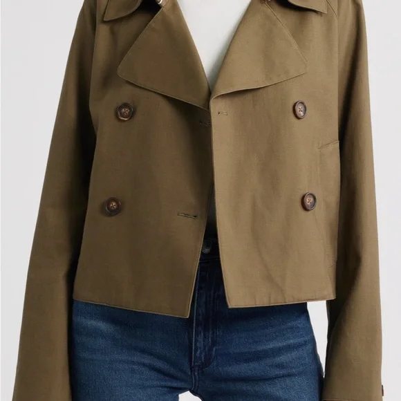 Rag & Bone Army Color Betty Crop Trench Coat - Picture 5 of 5